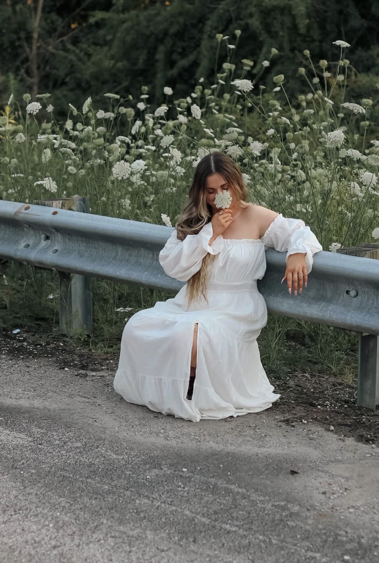Michayla Becker in a white dress